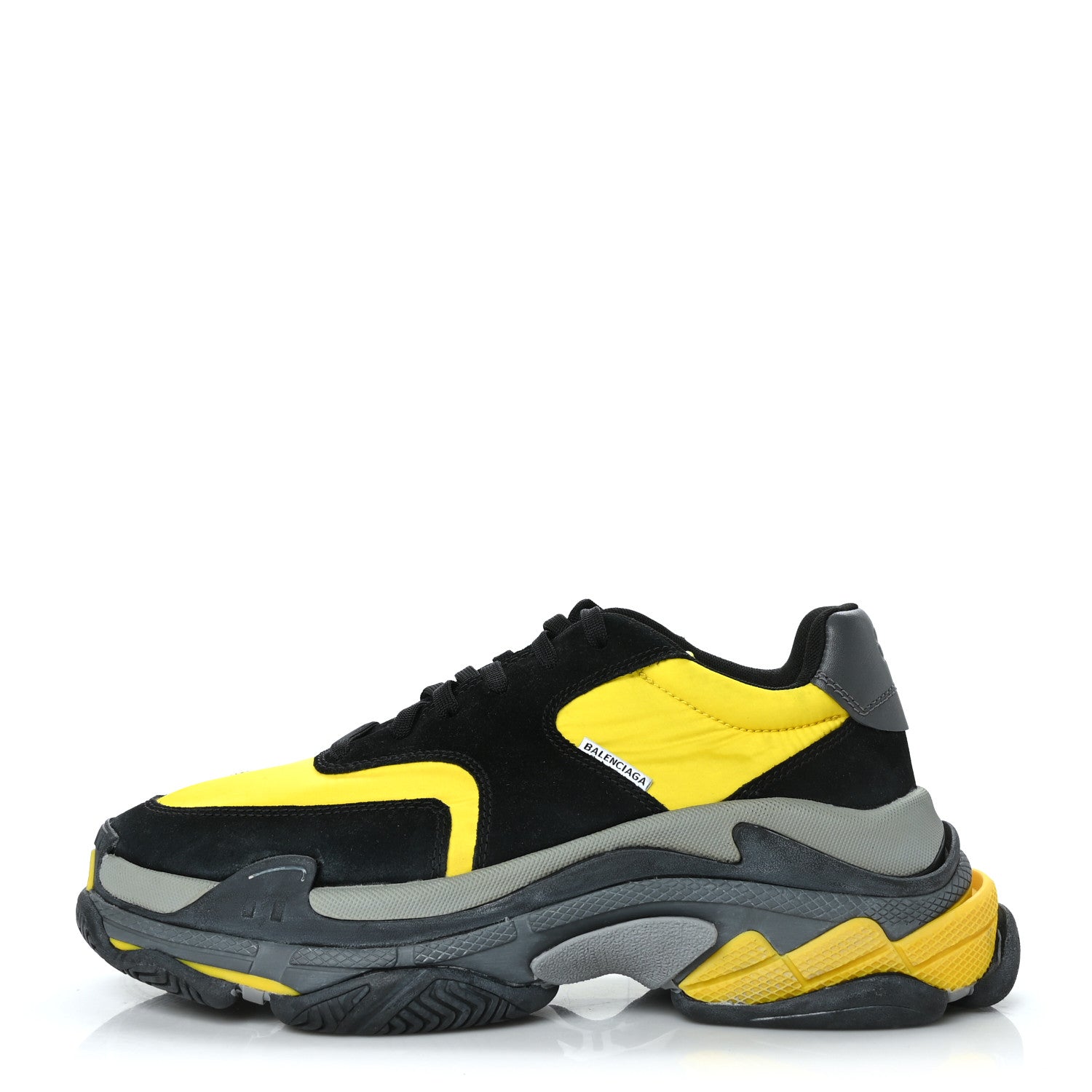 Balenciaga Nylon Suede Mens Triple S 2.0 Sneakers 42 Black Jaune Gris 1 of 7