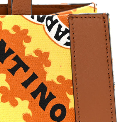 Valentino Garavani Canvas Calfskin Mini Bandana Print Small Vlogo Signature Tote Saddle Brown Multicolor 10 of 10
