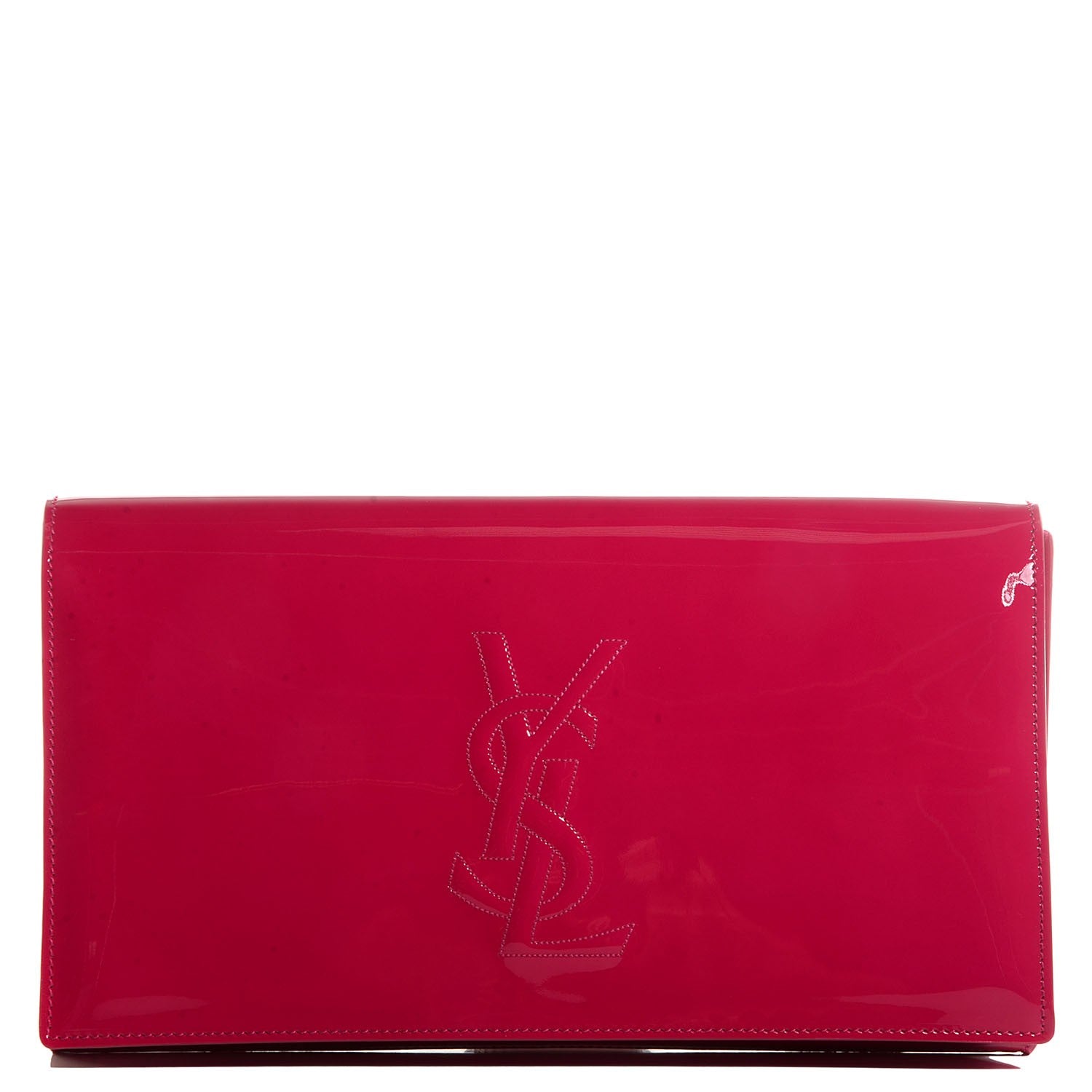 Saint Laurent Patent Monogram Large Belle De Jour Clutch Fuchsia 1 of 7