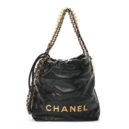 Chanel Shiny Crumpled Calfskin Quilted Pearl Mini Chanel 22 Black 1 of 10