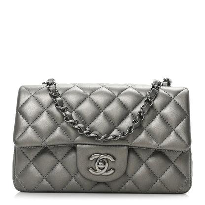 Chanel Metallic Lambskin Quilted Mini Rectangular Flap  Dark Grey 1 of 10