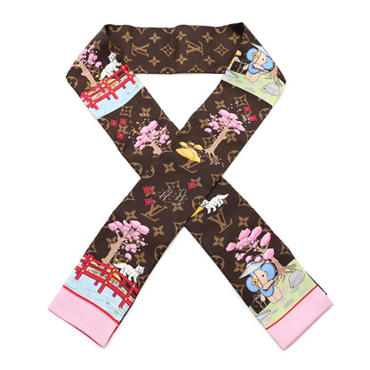 Louis Vuitton Silk Monogram 2021 Christmas Animation Japanese Garden Bandeau Marron 1 of 4