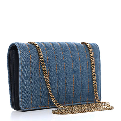 Saint Laurent Denim Matelasse Amalia Chain Shoulder Bag Blue 2 of 9