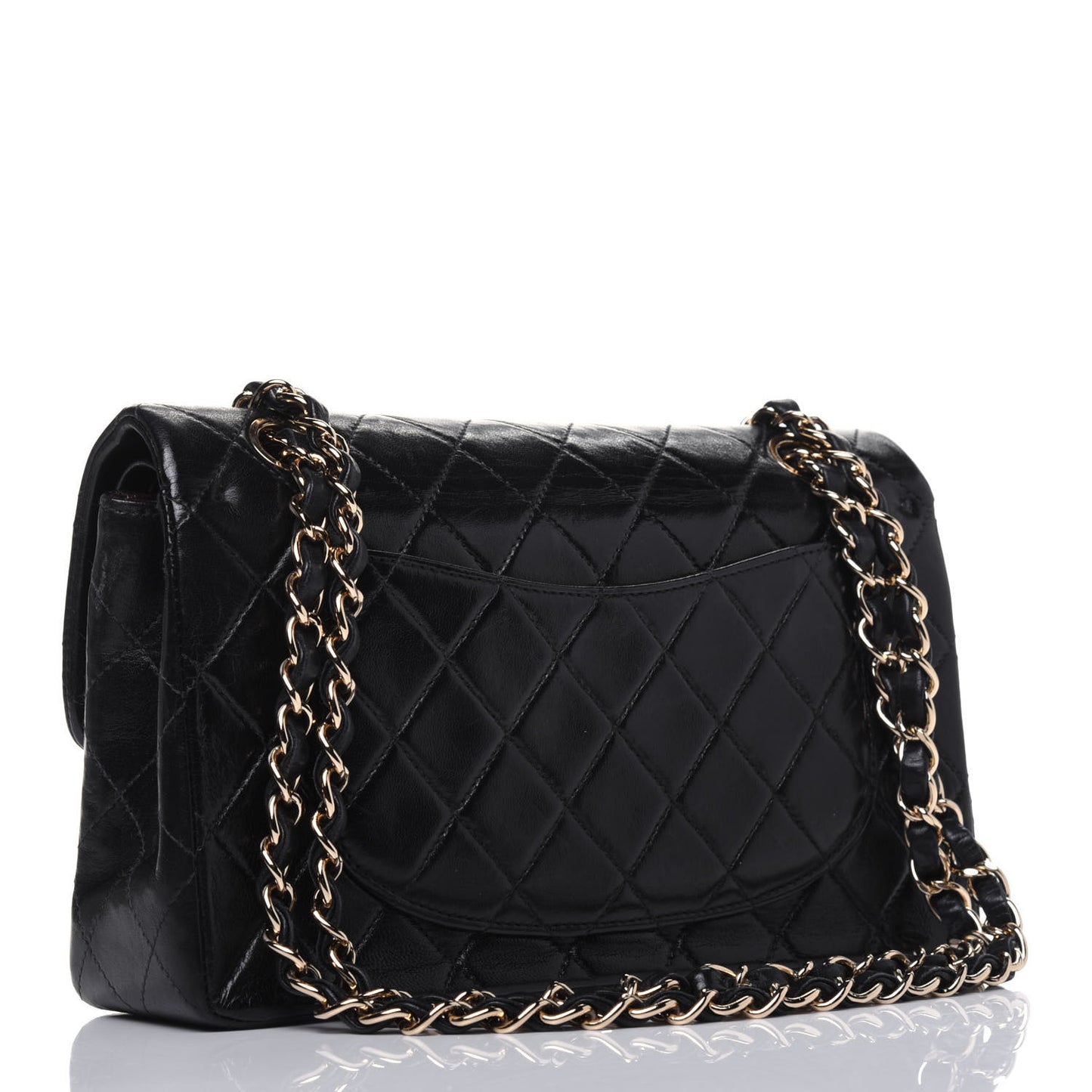 Lambskin Quilted Small Double Flap Black