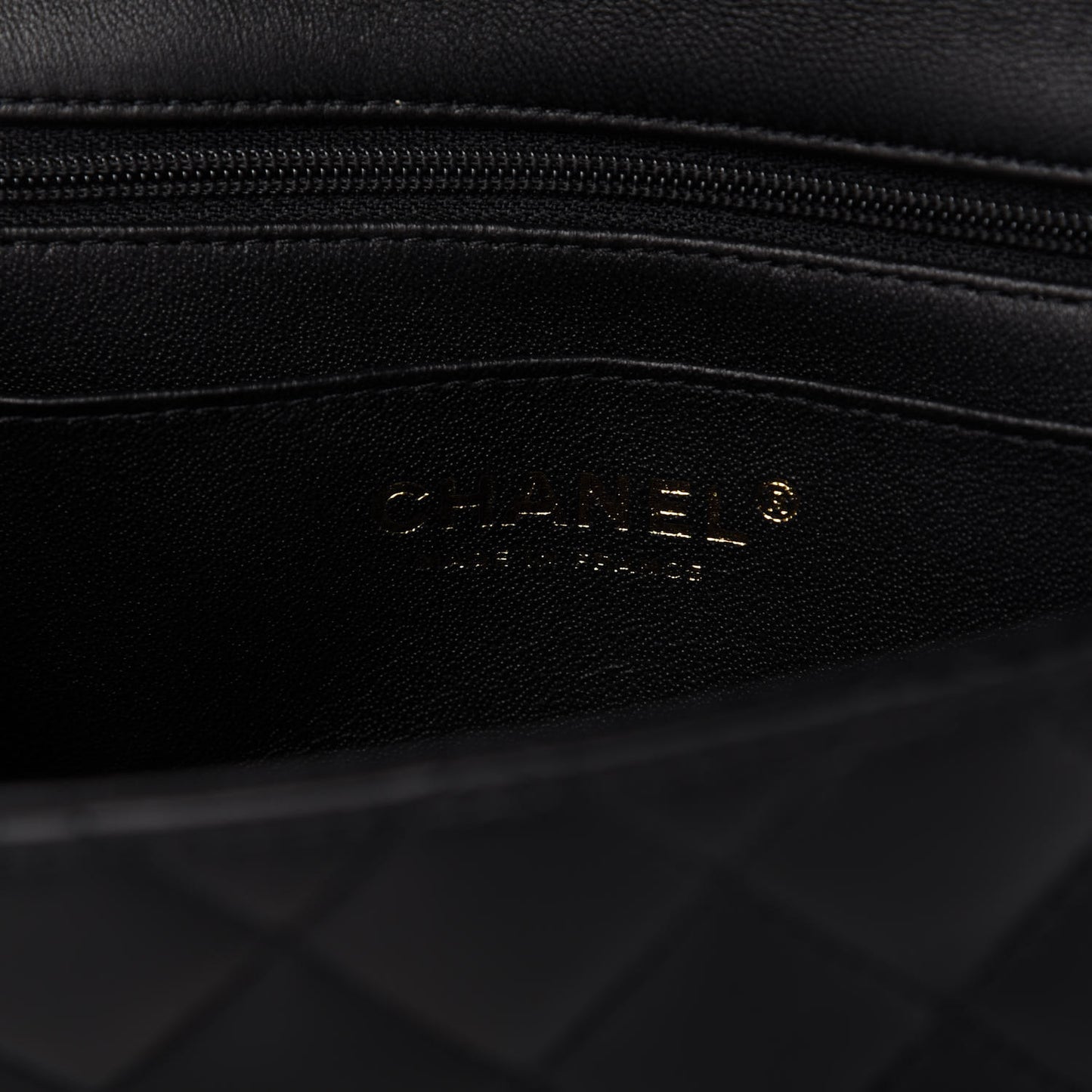 Lambskin Quilted Mini Top Handle Rectangular Flap Black