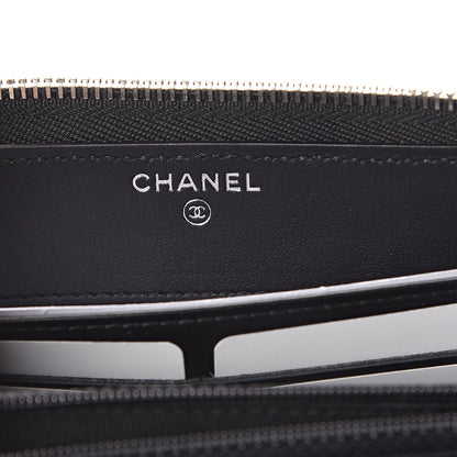 Chanel Canvas Studded CC Gusset Zip Around Wallet Black 5 of 7