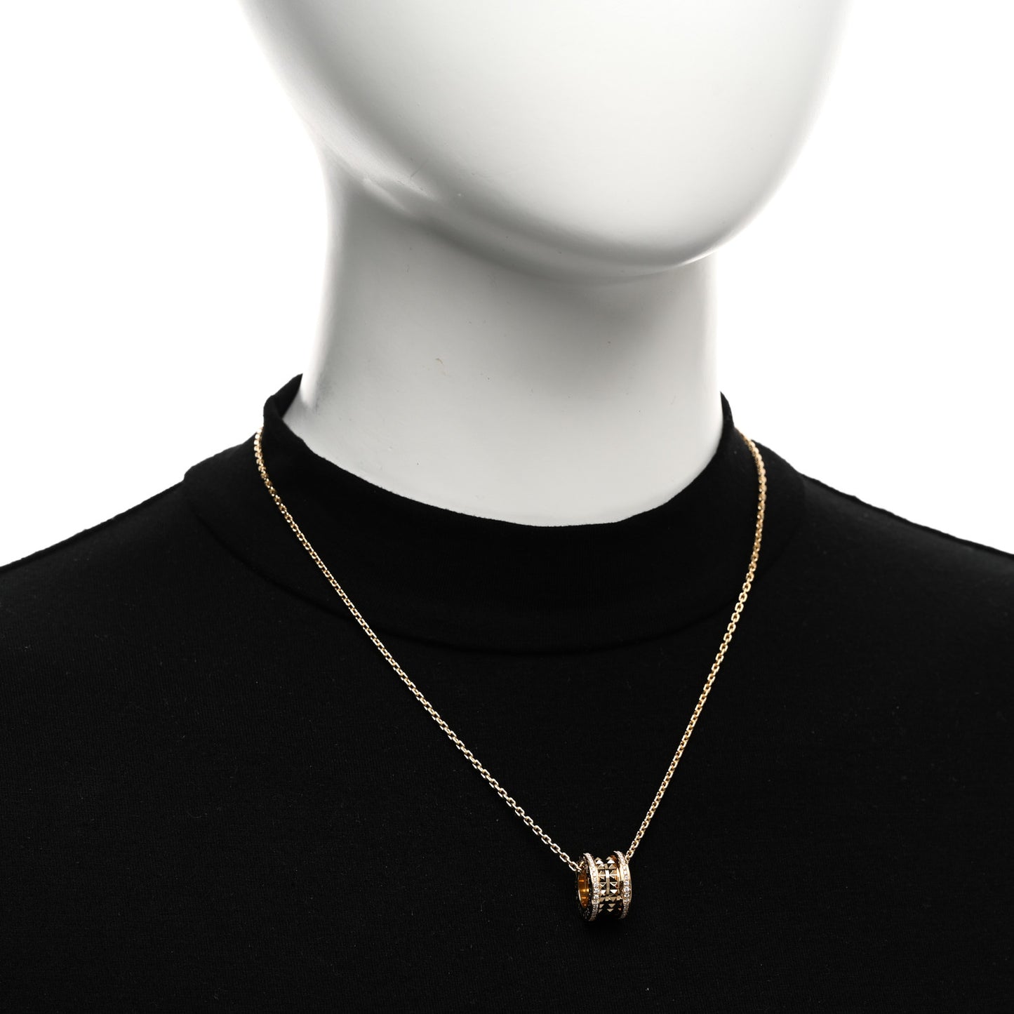 18K Yellow Gold Diamond .38ctw B.Zero1 Rock Pendant Necklace