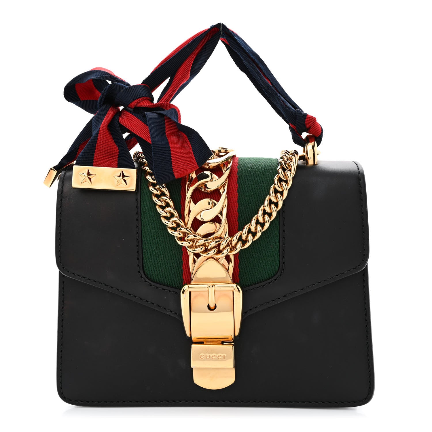 Gucci Calfskin Mini Sylvie Chain Shoulder Bag Black 1 of 12
