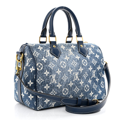 Louis Vuitton Monogram Jacquard Denim Speedy Bandouliere 25 Bleu 3 of 9