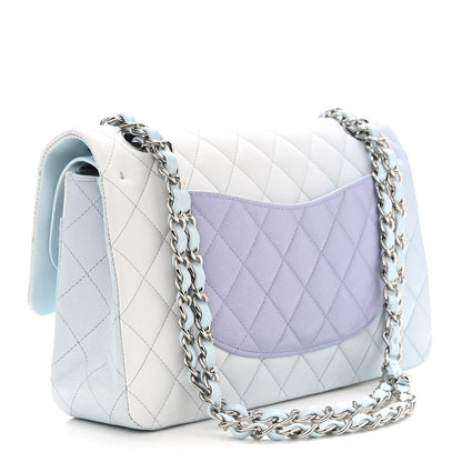 Chanel Perforated Lambskin Quilted Medium Double Flap Light Blue Light Purple White 3 of 14