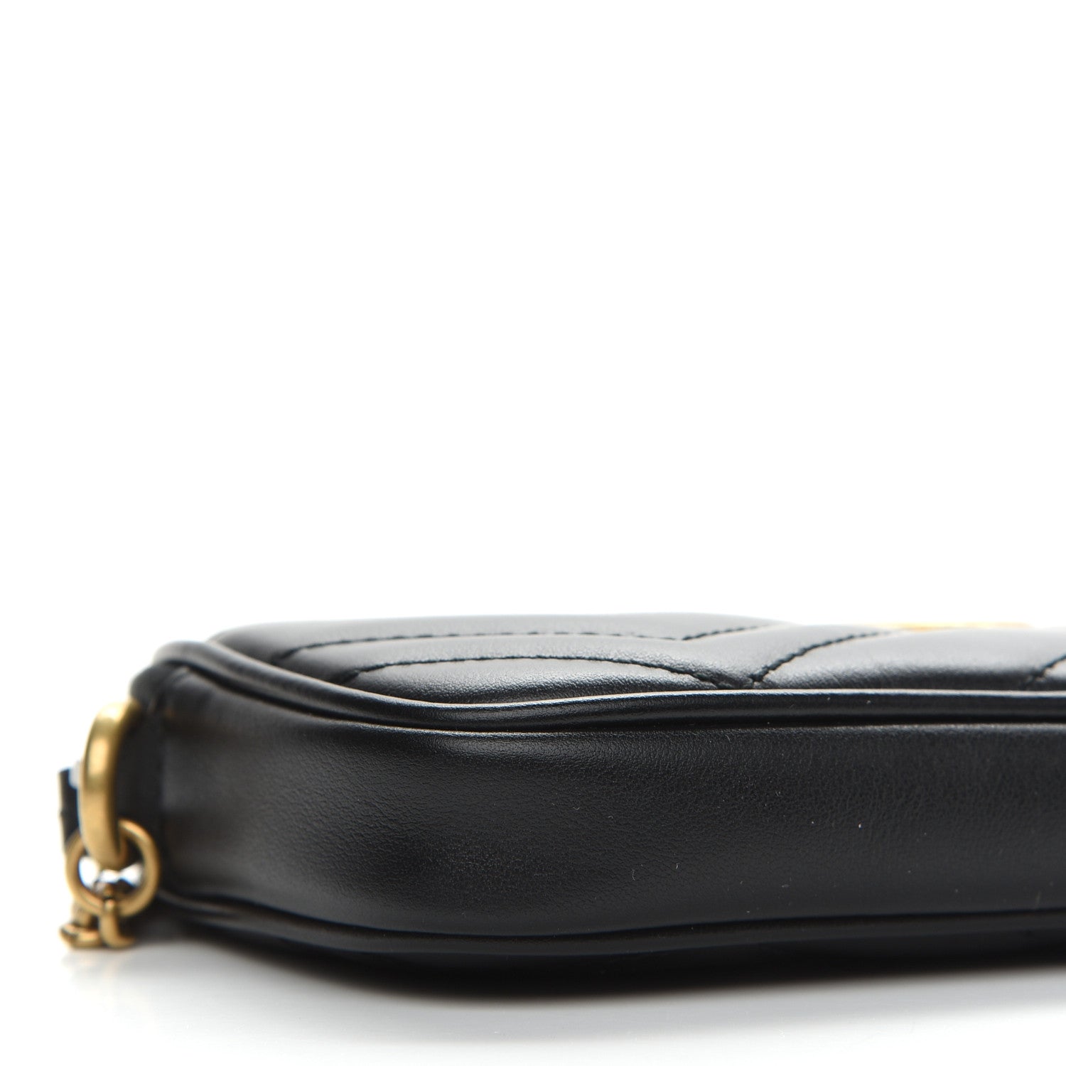 Gucci Calfskin Matelasse Mini GG Marmont Chain Crossbody Bag Black 8 of 9