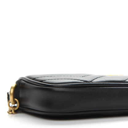 Gucci Calfskin Matelasse Mini GG Marmont Chain Crossbody Bag Black 8 of 9