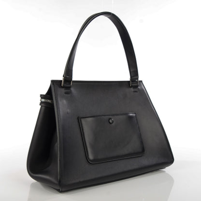 Celine Textured Calfskin Small Bi-Color Edge Shoulder Bag Black Cream 5 of 27
