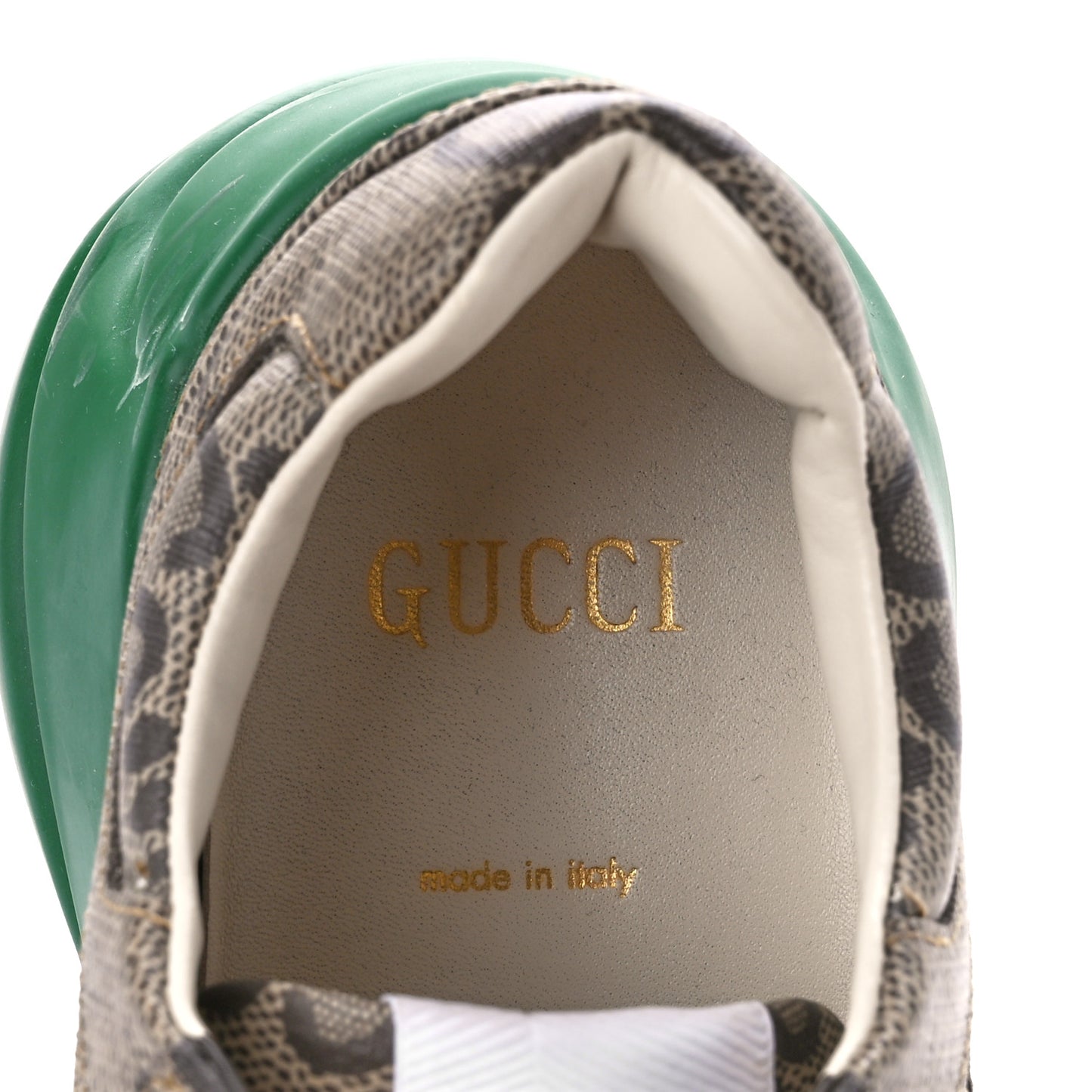 Maxi GG Supreme Monogram Gucci 100 Womens Rhyton Sneakers 37 Beige Ebony Green