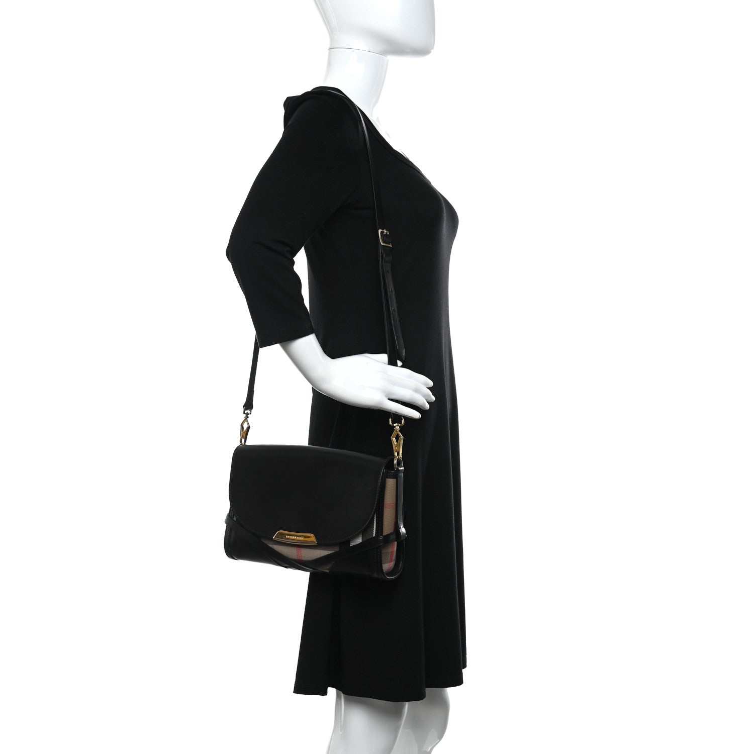 Burberry House Check Bridle Calfskin Small Abbott Crossbody Bag Black 2 of 20
