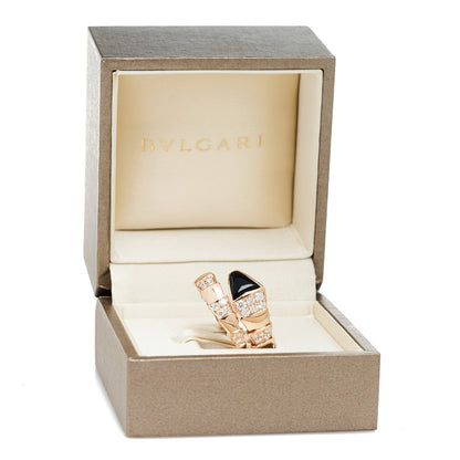Bulgari 18K Rose Gold Diamond Black Onyx Serpenti Viper Ring XXL 5 of 5