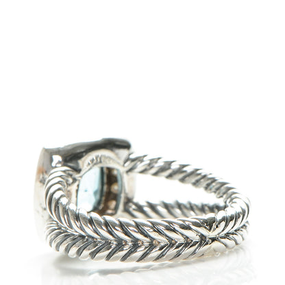 David Yurman Sterling Silver Diamond Blue Topaz 7mm Petite Albion Ring 49 5 3 of 5