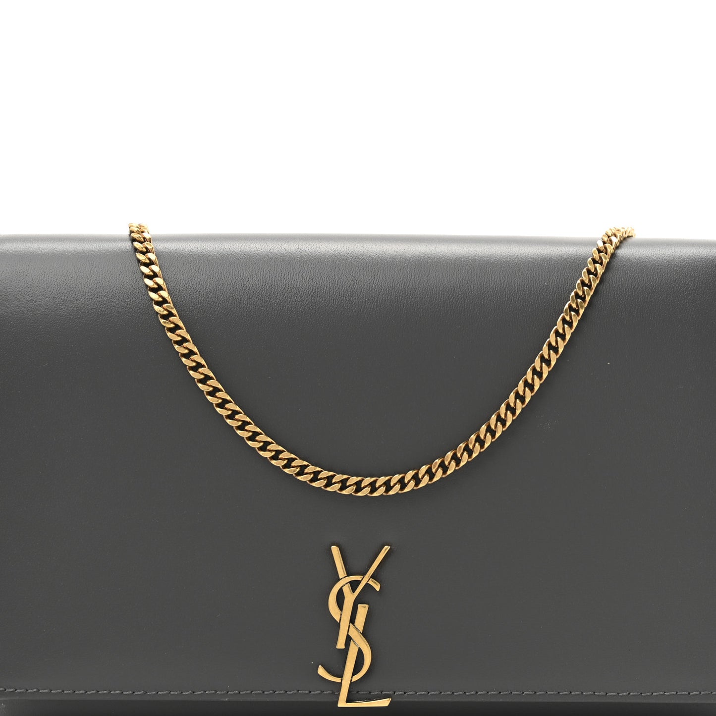 Glossy Calfskin Monogram Chain Wallet Storm