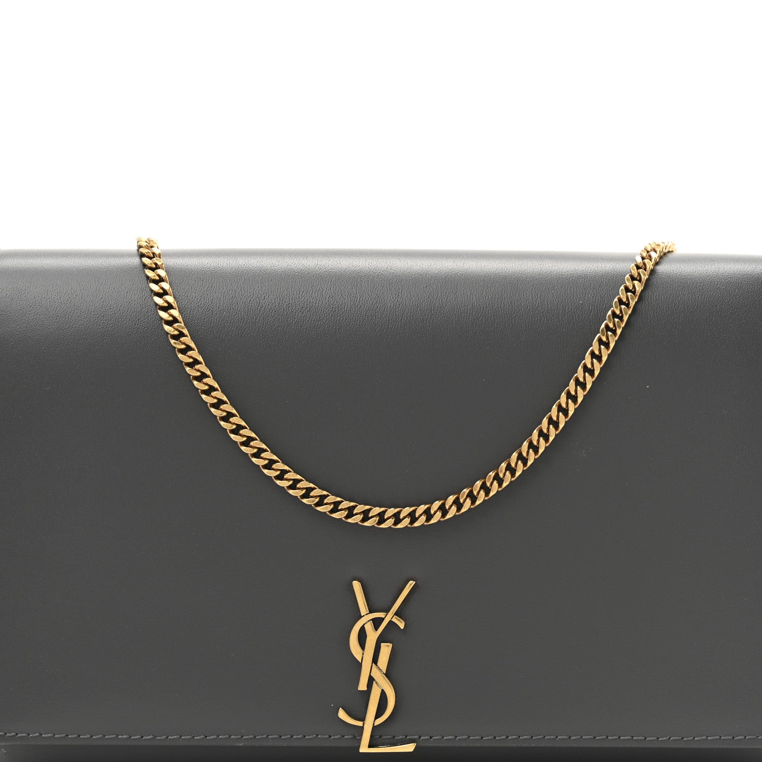 Saint Laurent Glossy Calfskin Monogram Chain Wallet Storm 9 of 12