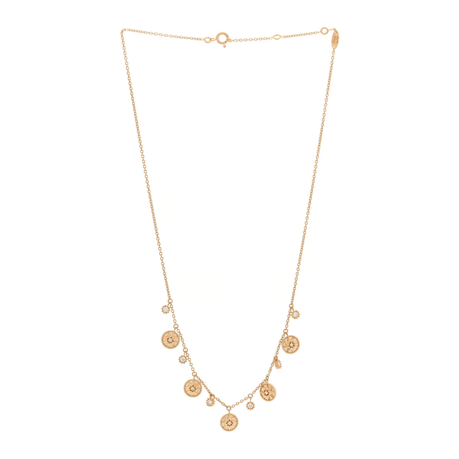 Christian Dior 18K Yellow Gold Diamond Mother of Pearl Rose Des Vents 5-Station Necklace 3 of 4