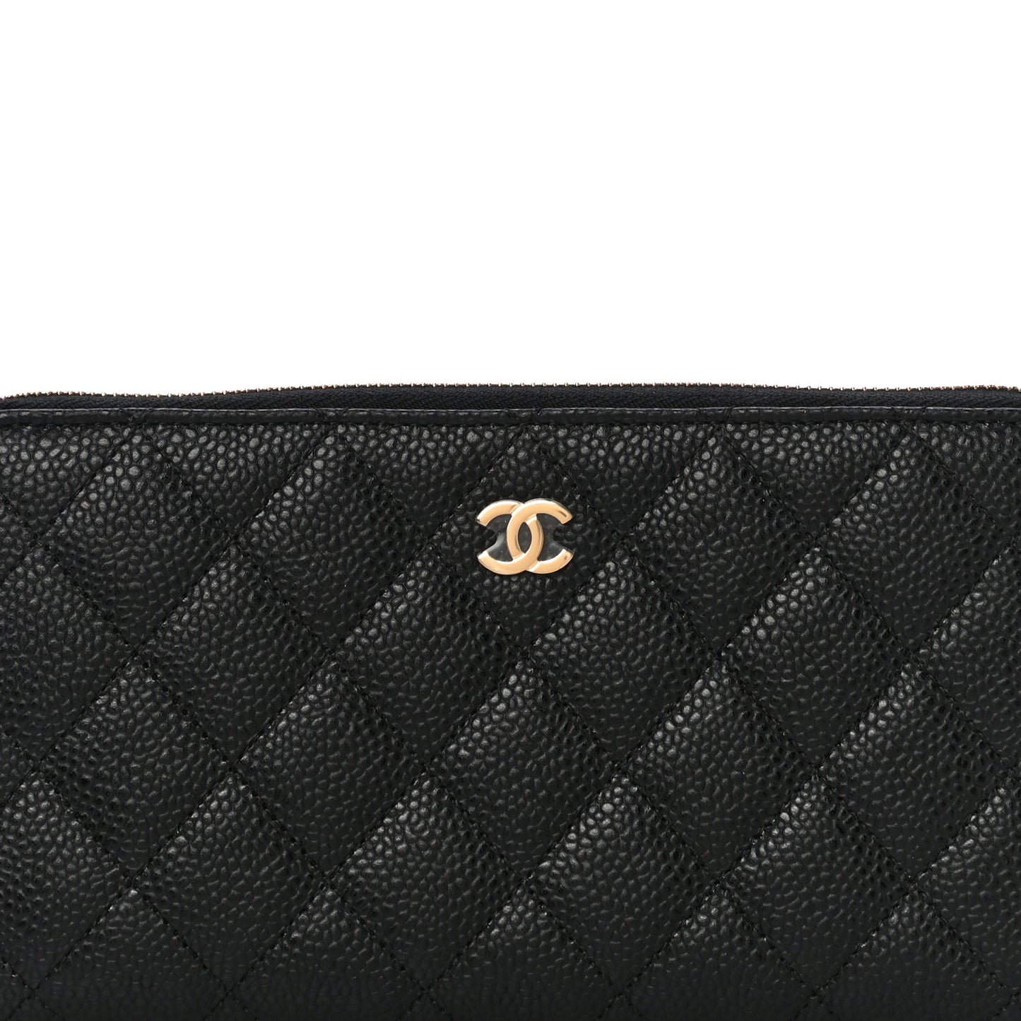 Caviar Quilted Large Gusset Zip Around Wallet Black