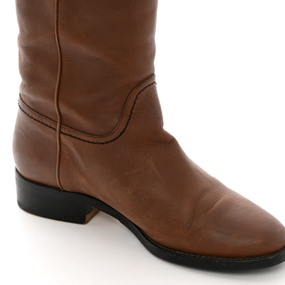 Chanel Calfskin Ascot Knee High CC Boots 36.5 Light Brown 11 of 15