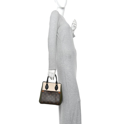 Louis Vuitton Calfskin Monogram Fold Tote PM Cream Khaki Black 2 of 9