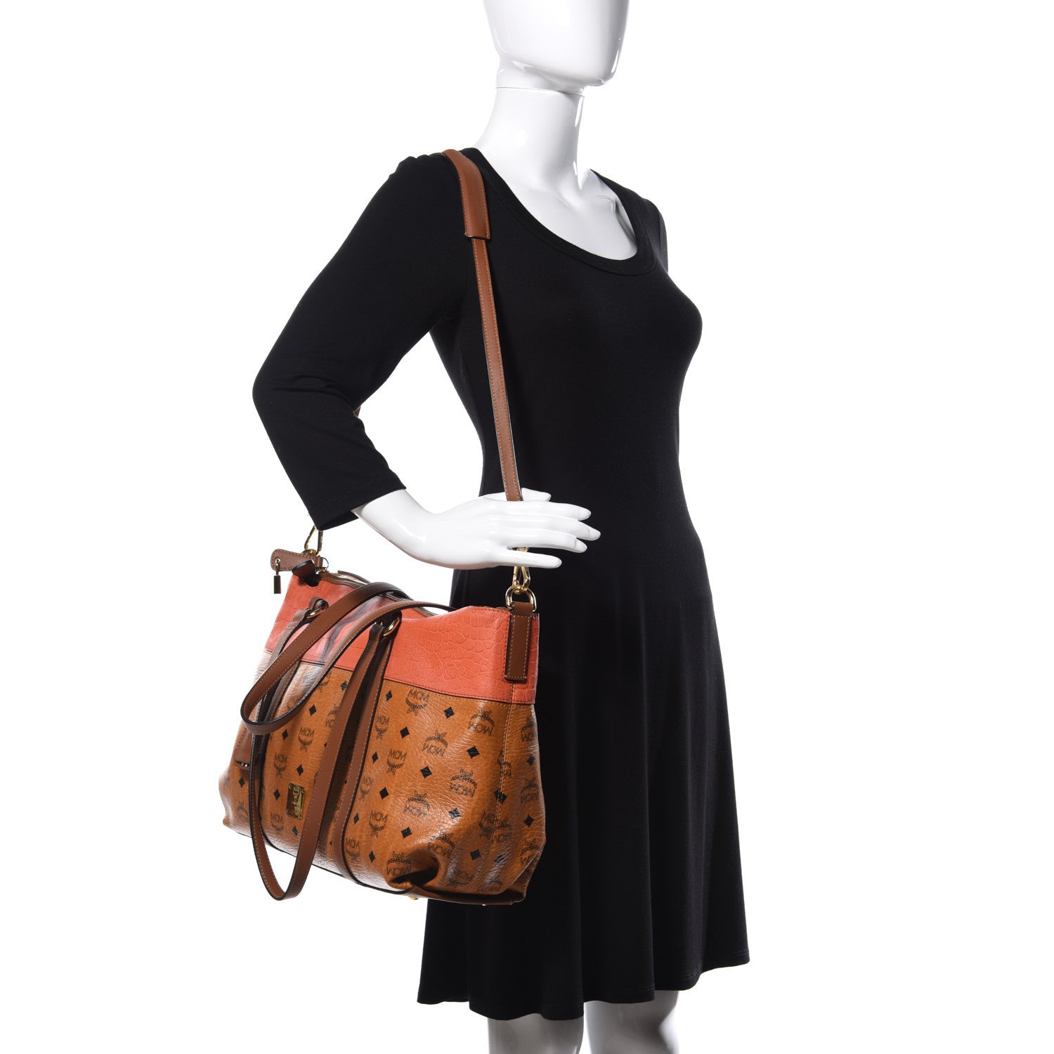 MCM Visetos Crocodile Embossed Tote Cognac 2 of 8