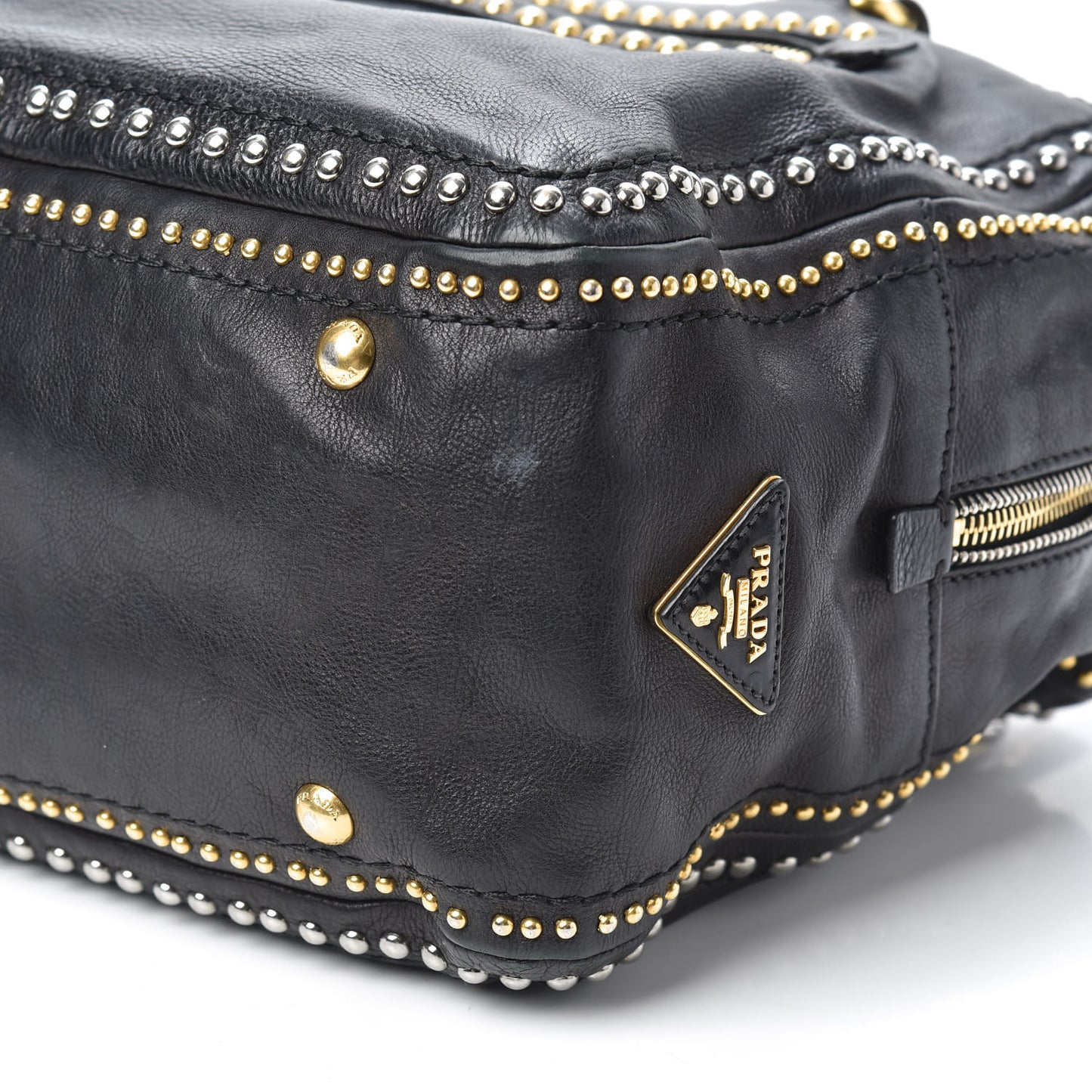 Glace Calfskin Studded Tote Black