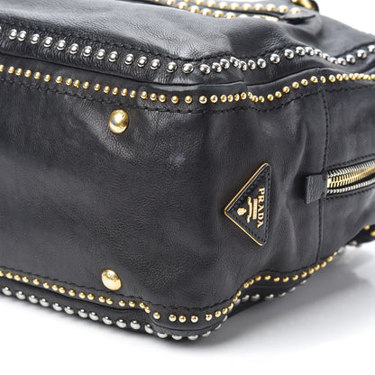 Prada Glace Calfskin Studded Tote Black 9 of 9