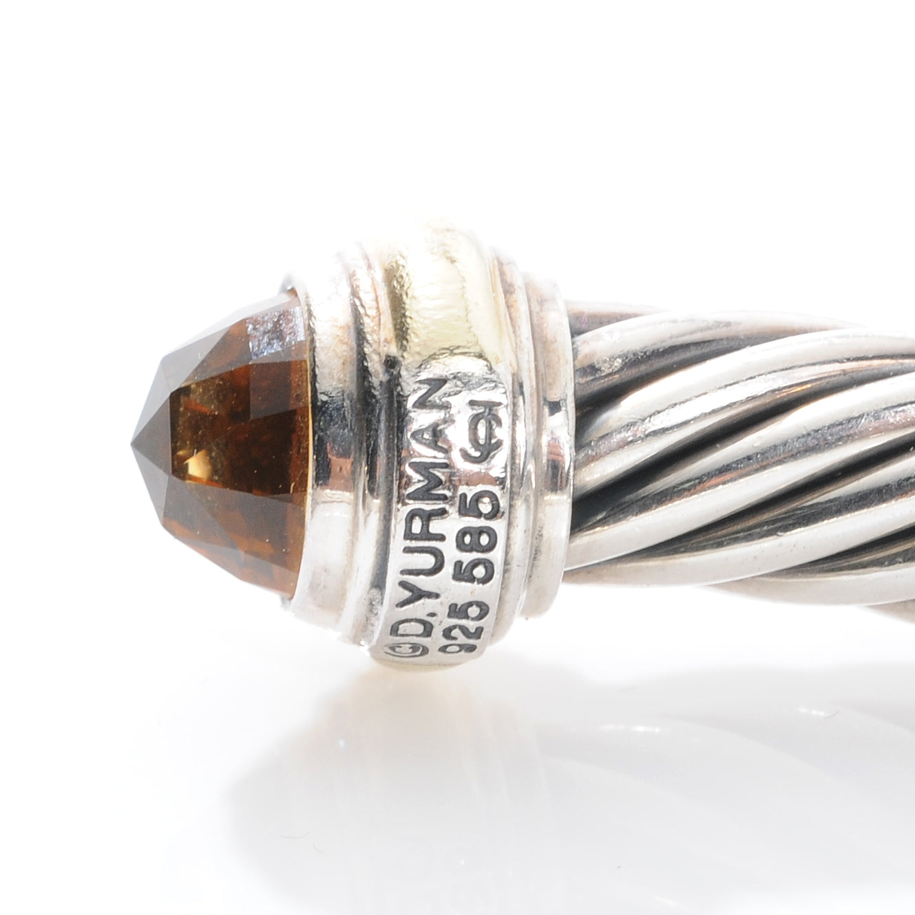 David Yurman Sterling Silver and 14k Citrine 7mm Cable Cuff 4 of 5