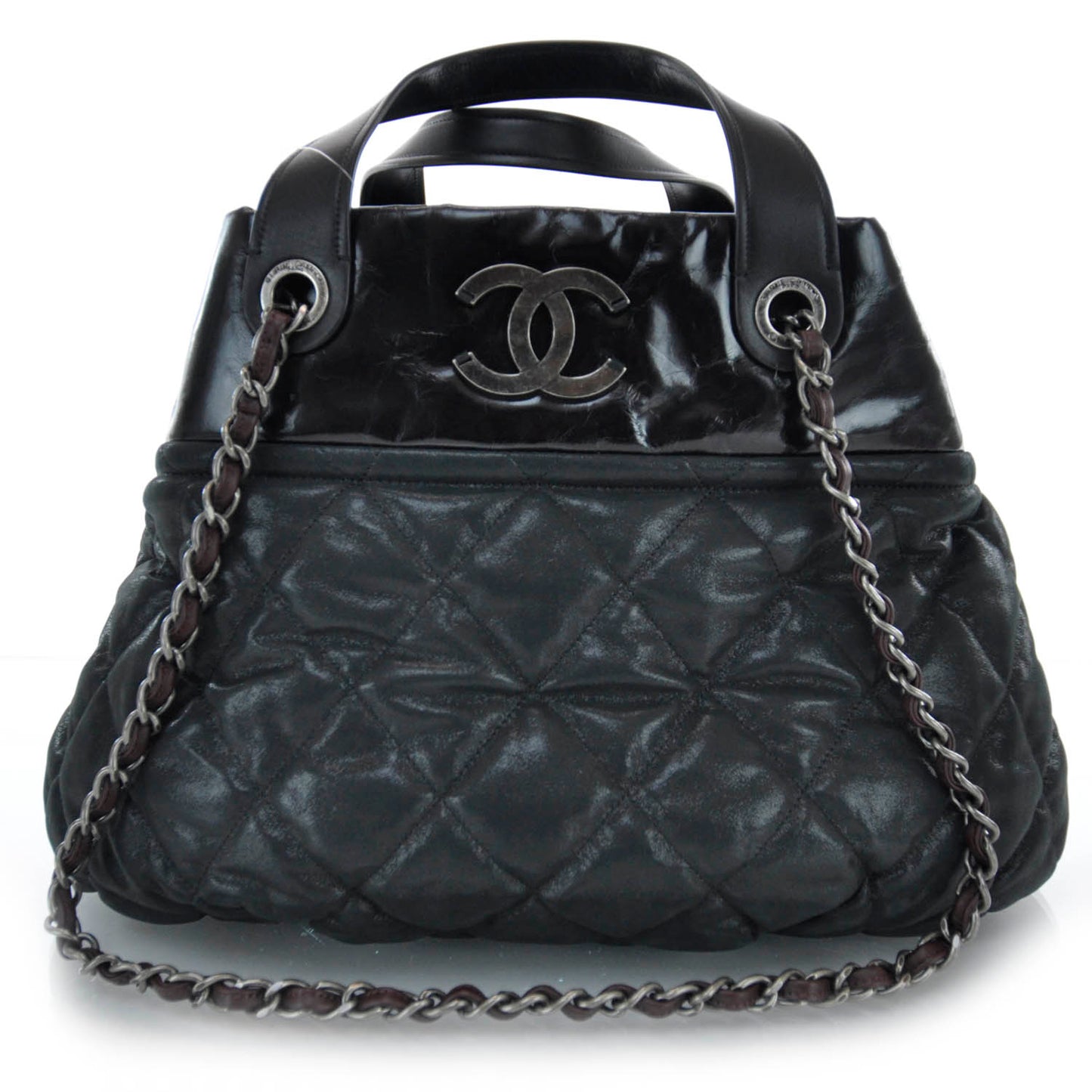 Leather Large In The Mix Tote Black