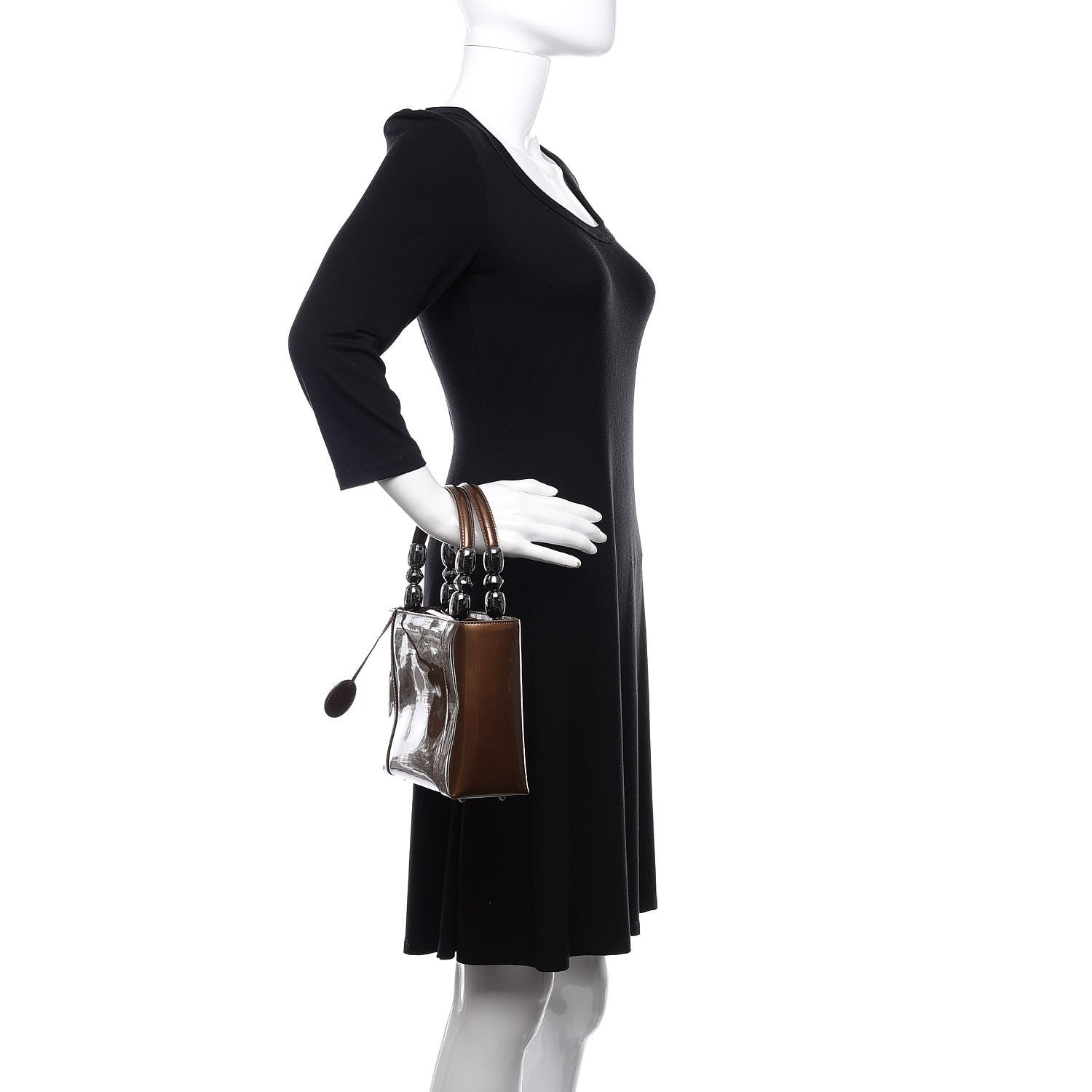 Christian Dior Patent Beaded Malice Tote Brown 2 of 12