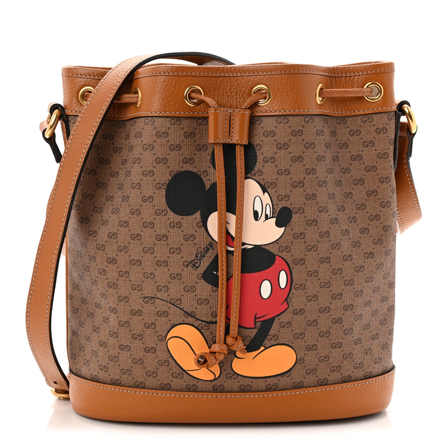 X DISNEY Mini Vintage GG Supreme Monogram Bucket Bag Beige Vintage Sun Oil