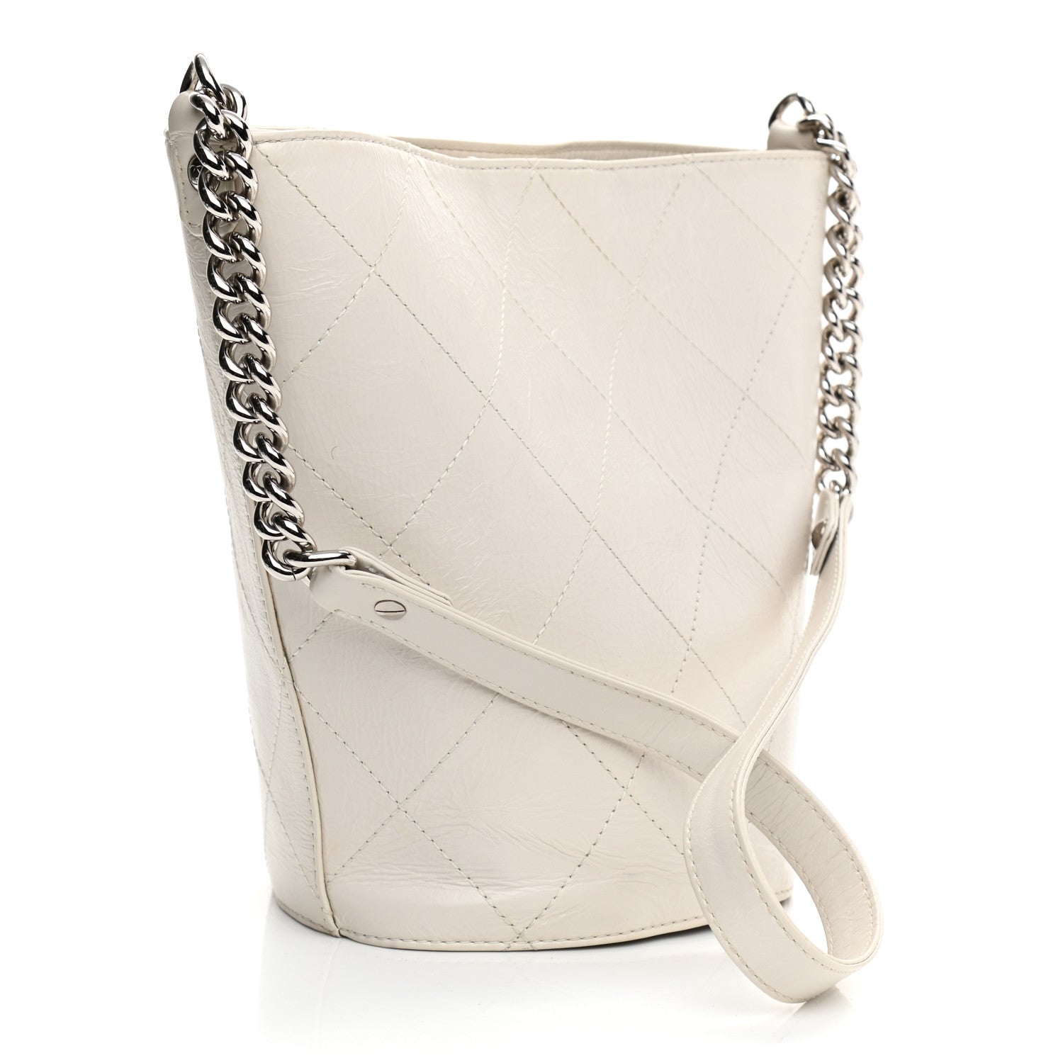 Chanel Aged Calfskin Stitched Shoulder Bag White 3 of 11