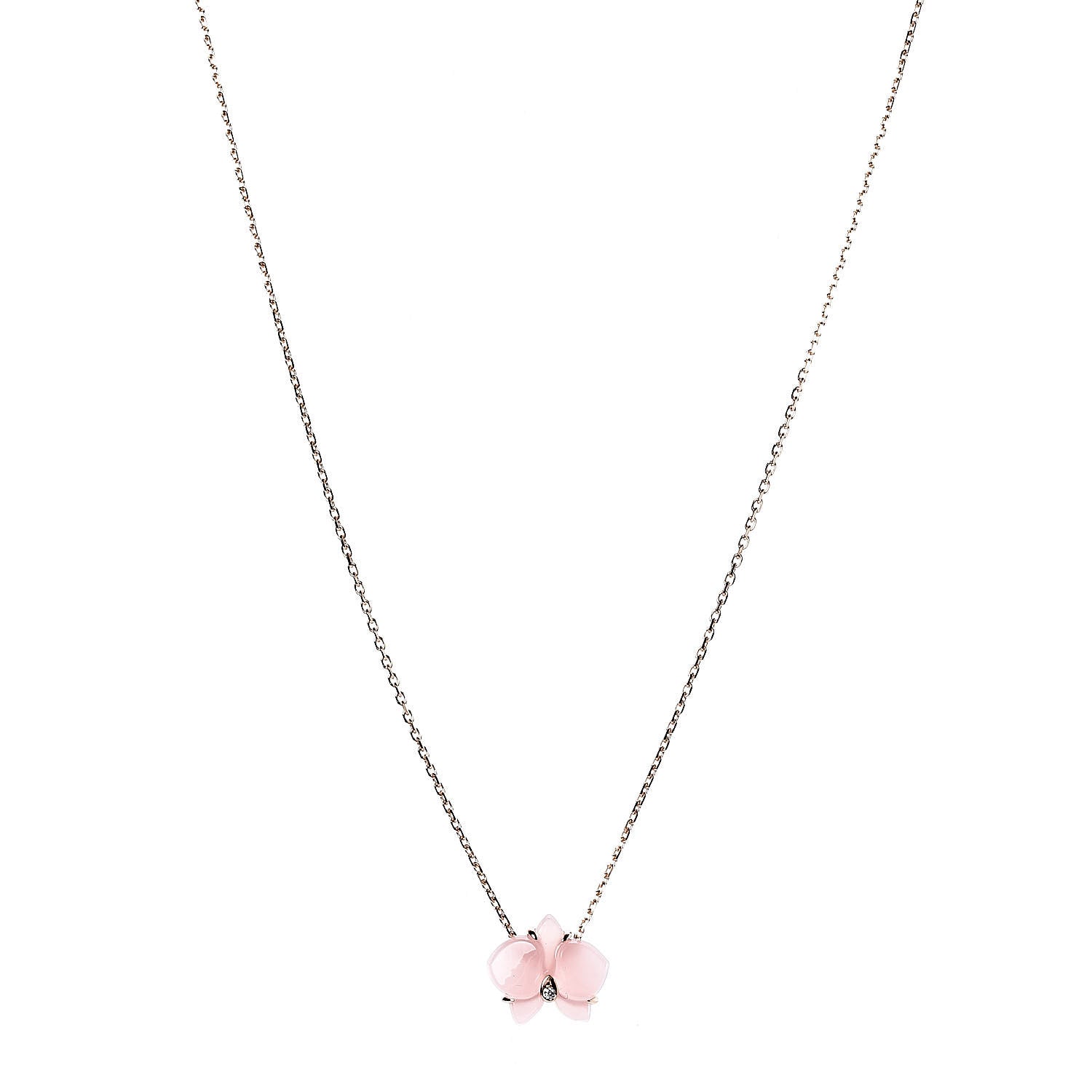 Cartier 18K Pink Gold Rose Quartz Diamond Caresse D'Orchidees Par Pendant Necklace 1 of 6