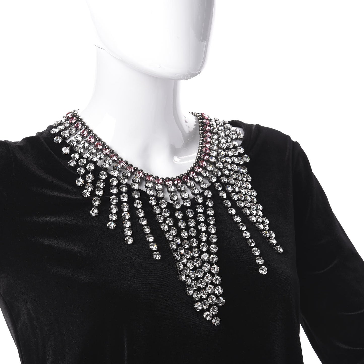 Crystal Embellished Necklace Pink Aged Silver