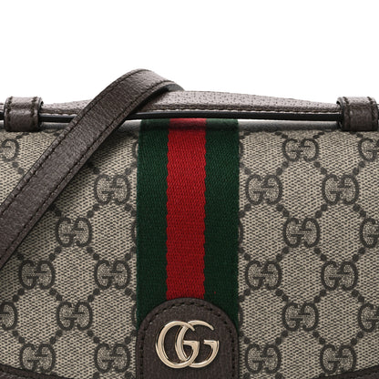 Gucci GG Supreme Monogram Textured Dollar Calfskin Small Ophidia Top Handle Shoulder Bag Beige Brown 8 of 11
