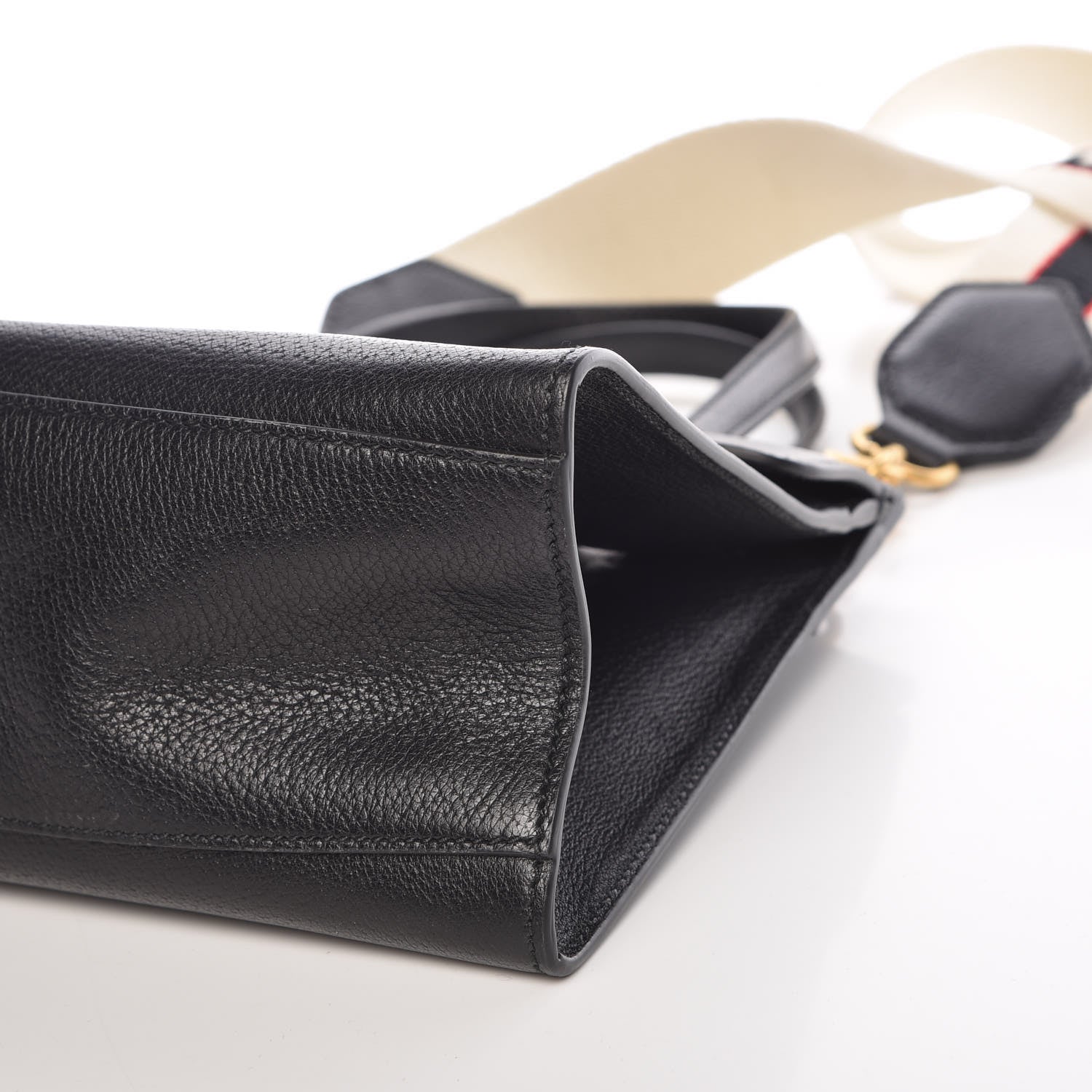 Gucci Grained Calfskin Web Crystal Butterfly Stripe Medium Totem Top Handle Bag Black 10 of 10