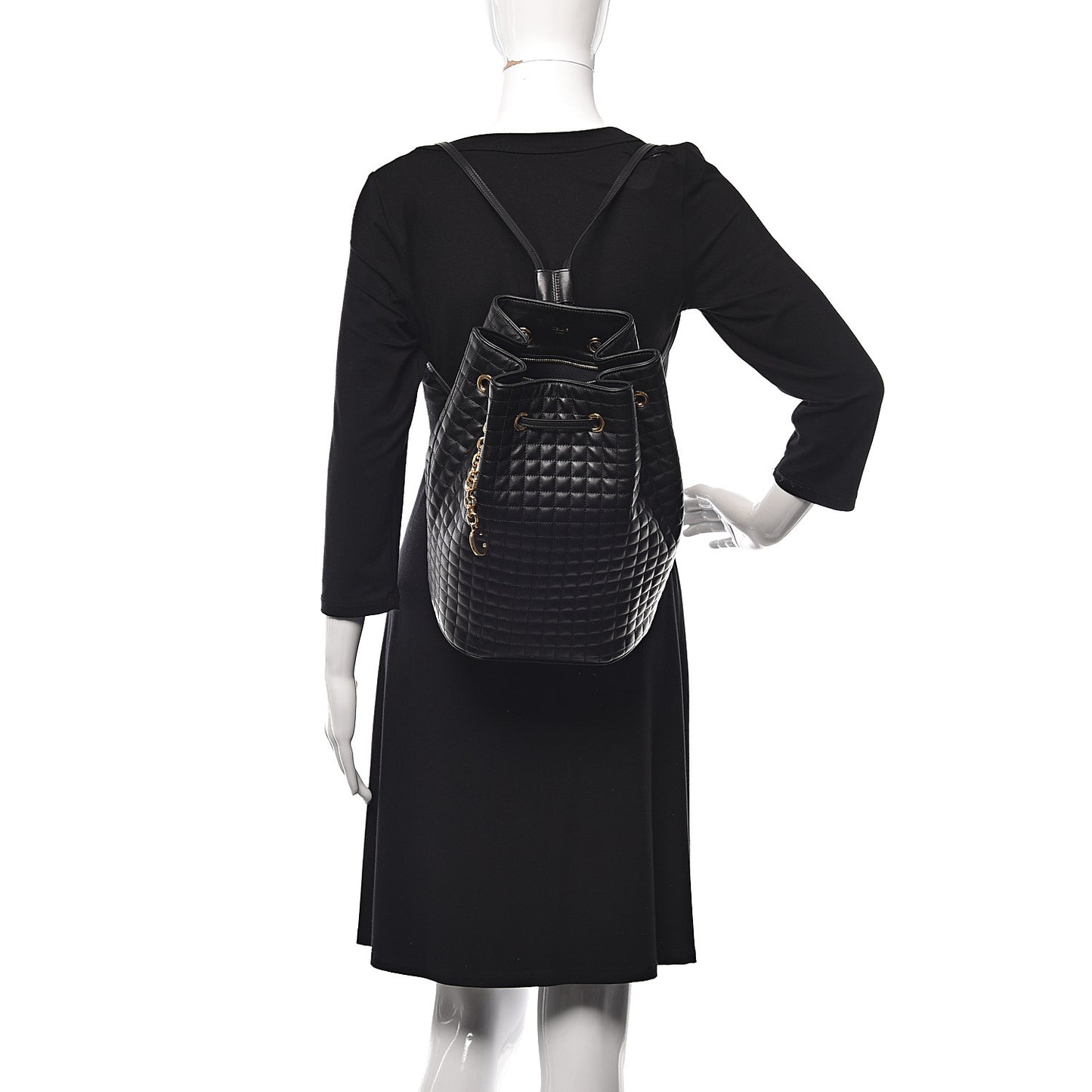 Calfskin Quilted Small C Backpack Black
