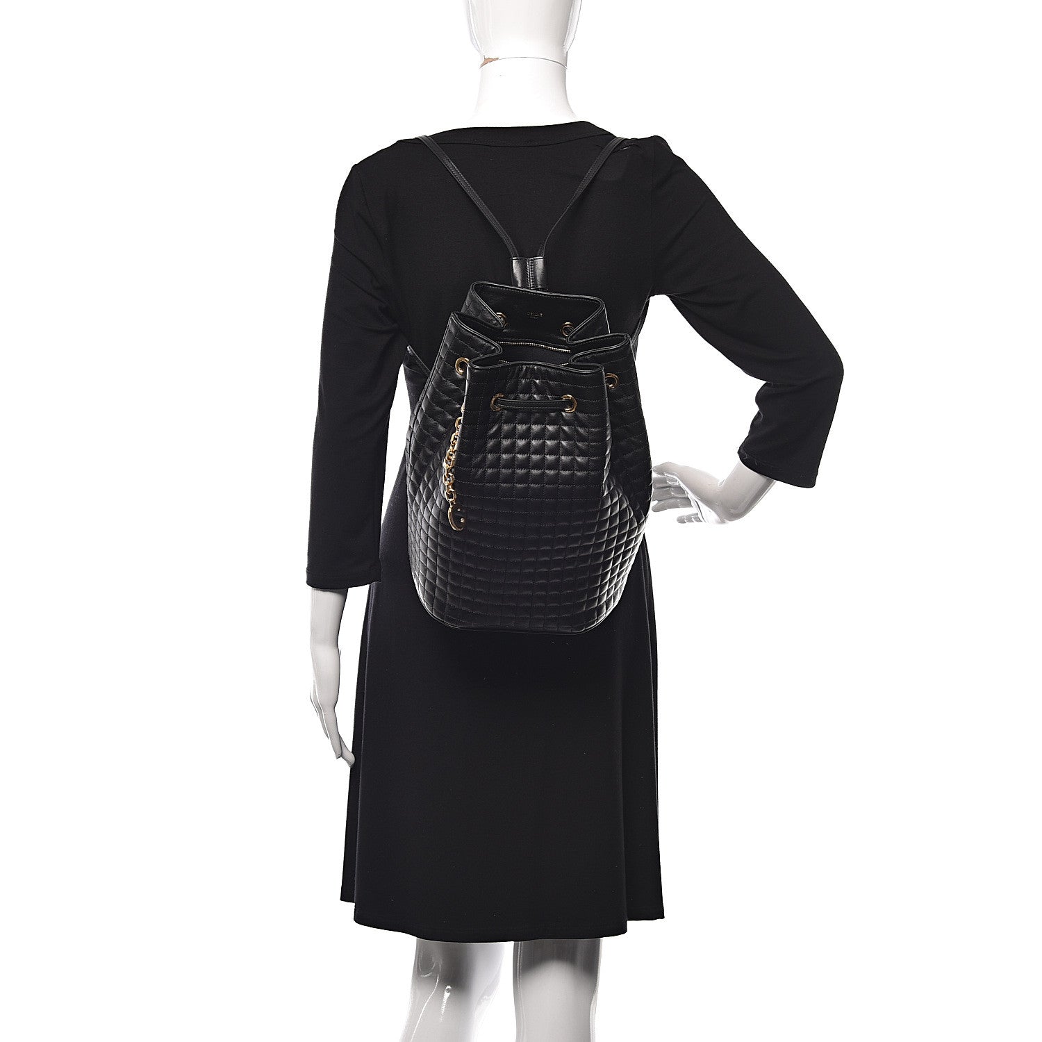 Celine Calfskin Quilted Small C Backpack Black 2 of 9