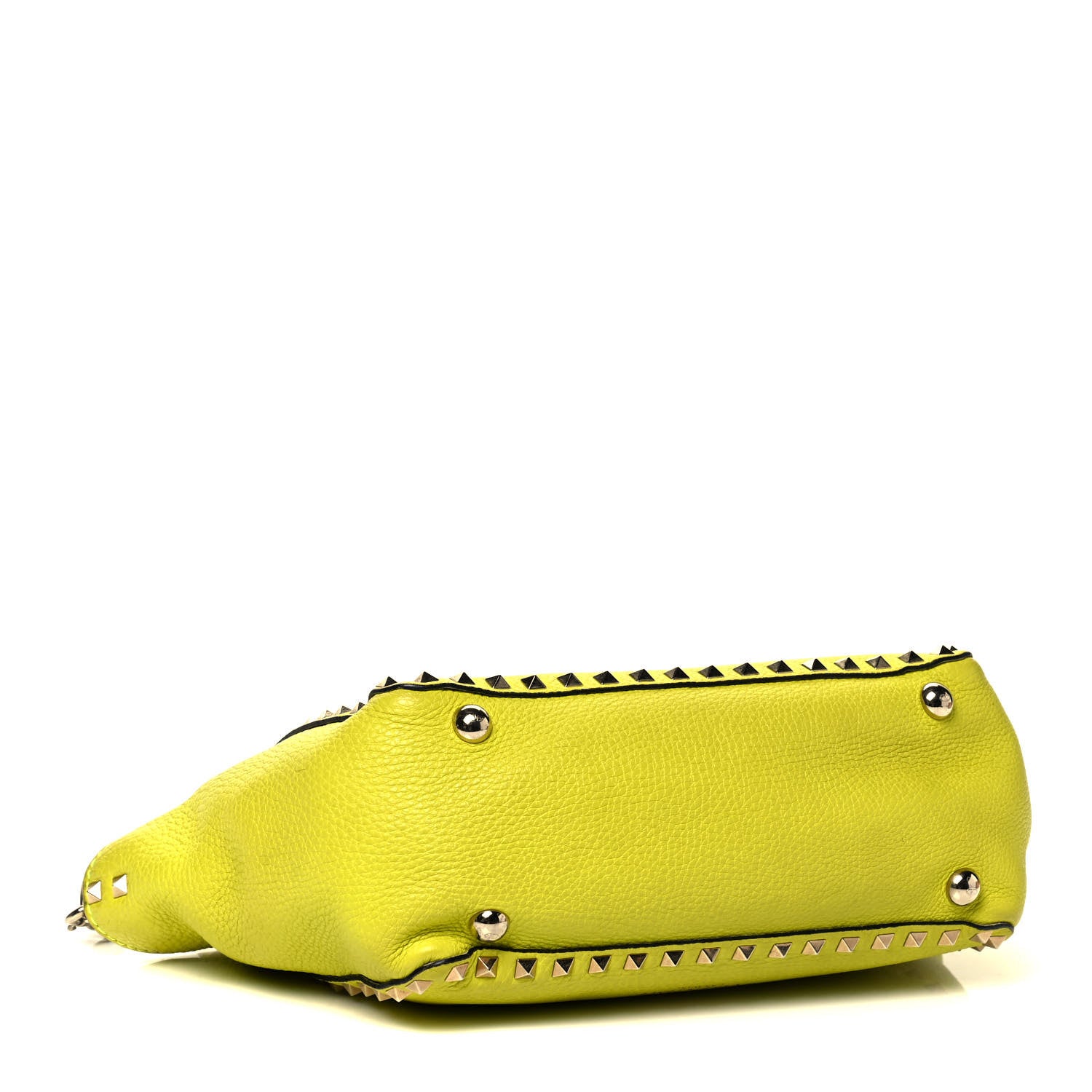 Valentino Garavani Grained Calfskin Small Rockstud Tote Yellow Fluo 4 of 9