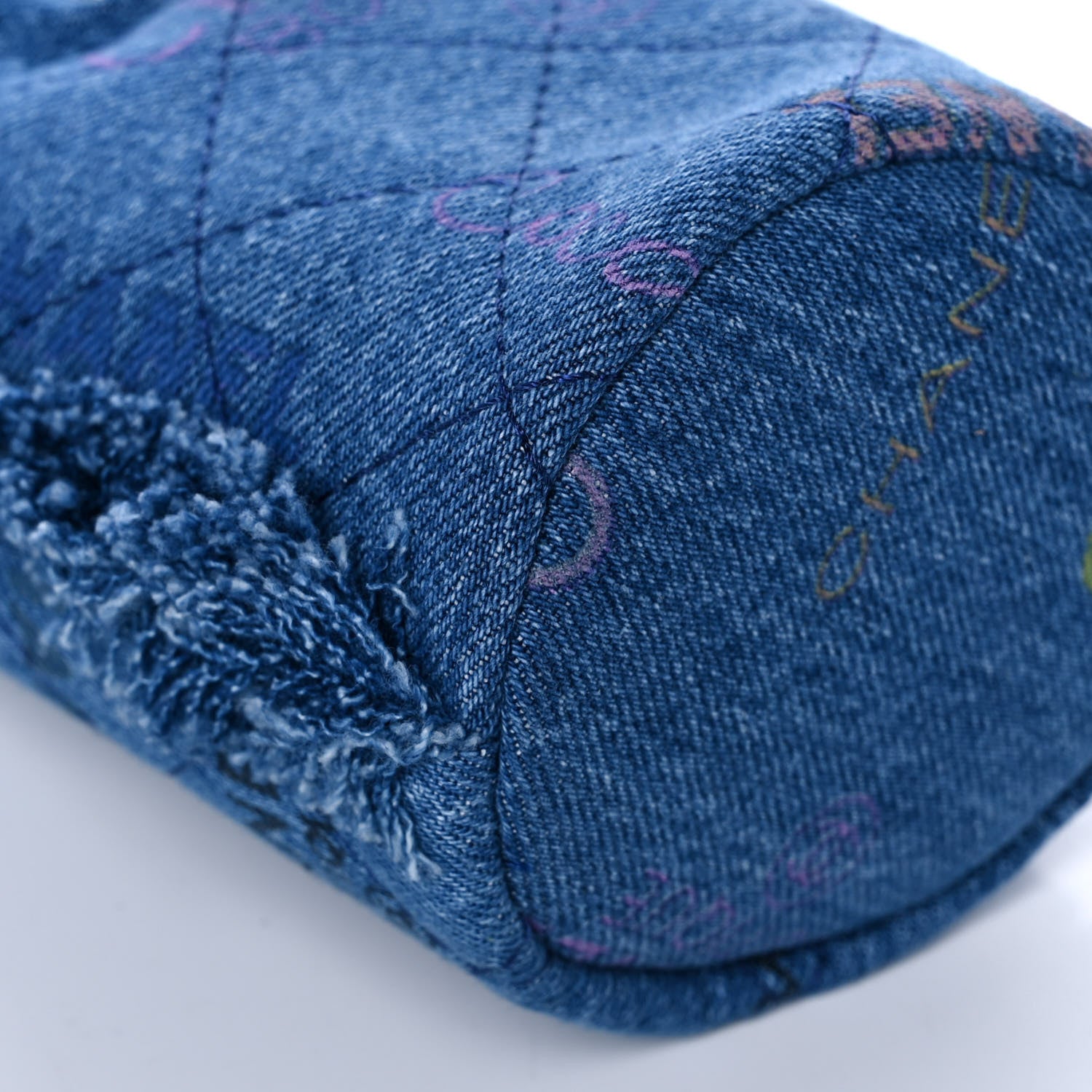 Chanel Denim Quilted Mood Mini Bucket With Chain Blue Multicolor 9 of 11