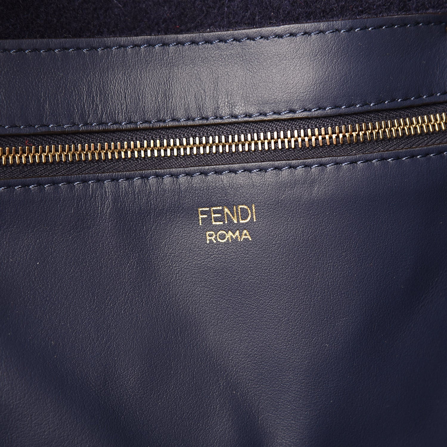 Fendi X FILA Glazed Fabric FF 1974 Mania Shopping Tote Bag Mogano Panna Blueberry 6 of 12