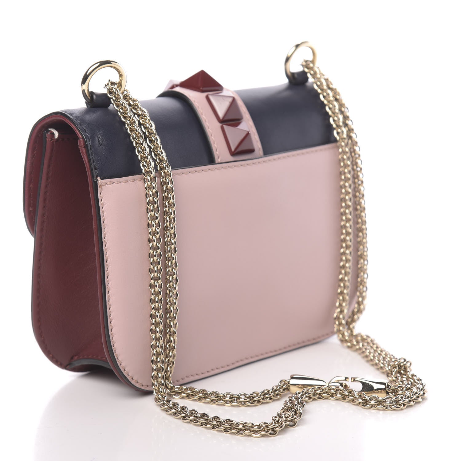 Valentino Garavani Vitello Small Glam Lock Rockstud Flap Light Ivory Water Rose Marine Rubin 3 of 13