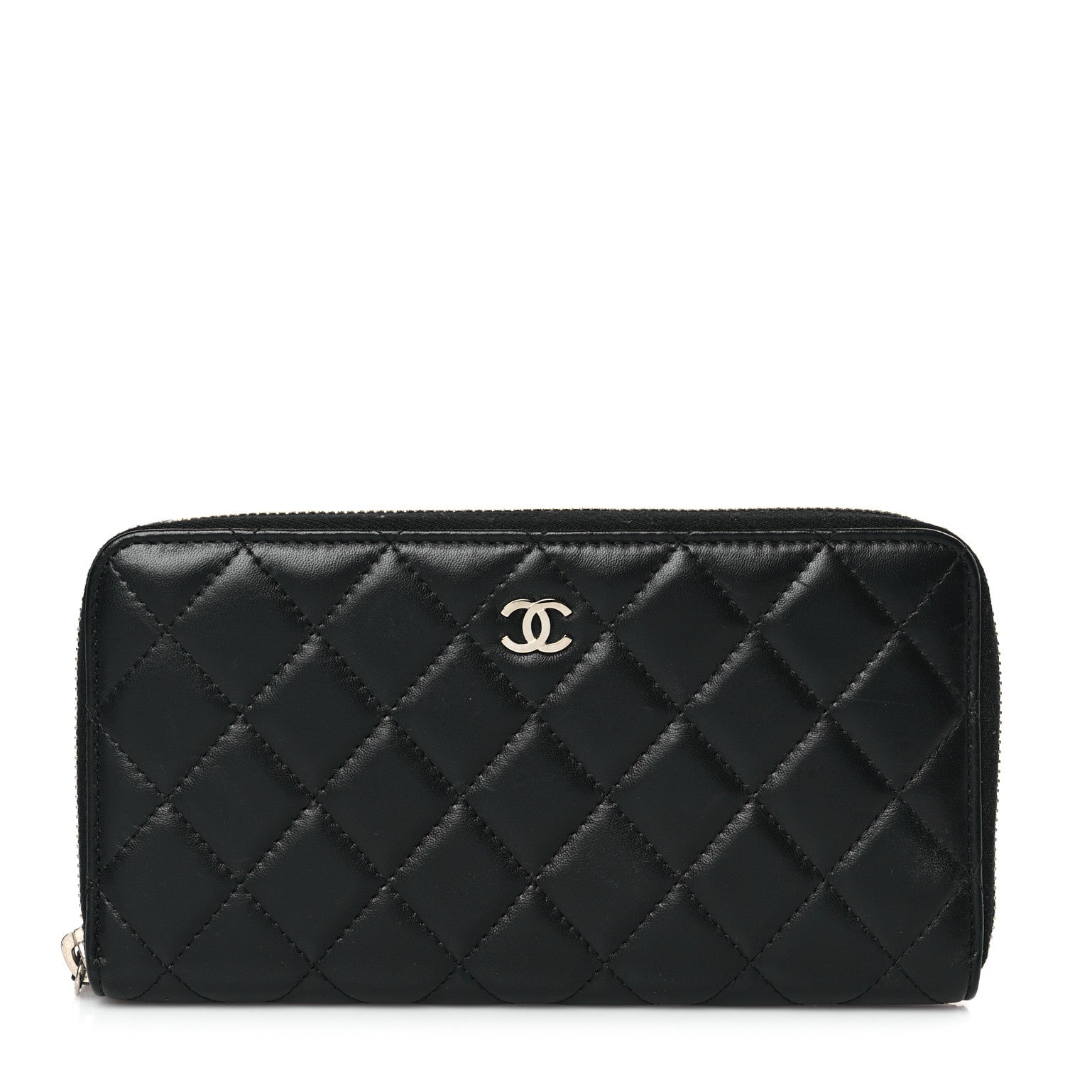 Chanel Lambskin Quilted Large Gusset Zip Around Wallet Black 1 of 8