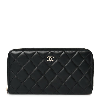 Chanel Lambskin Quilted Large Gusset Zip Around Wallet Black 1 of 8