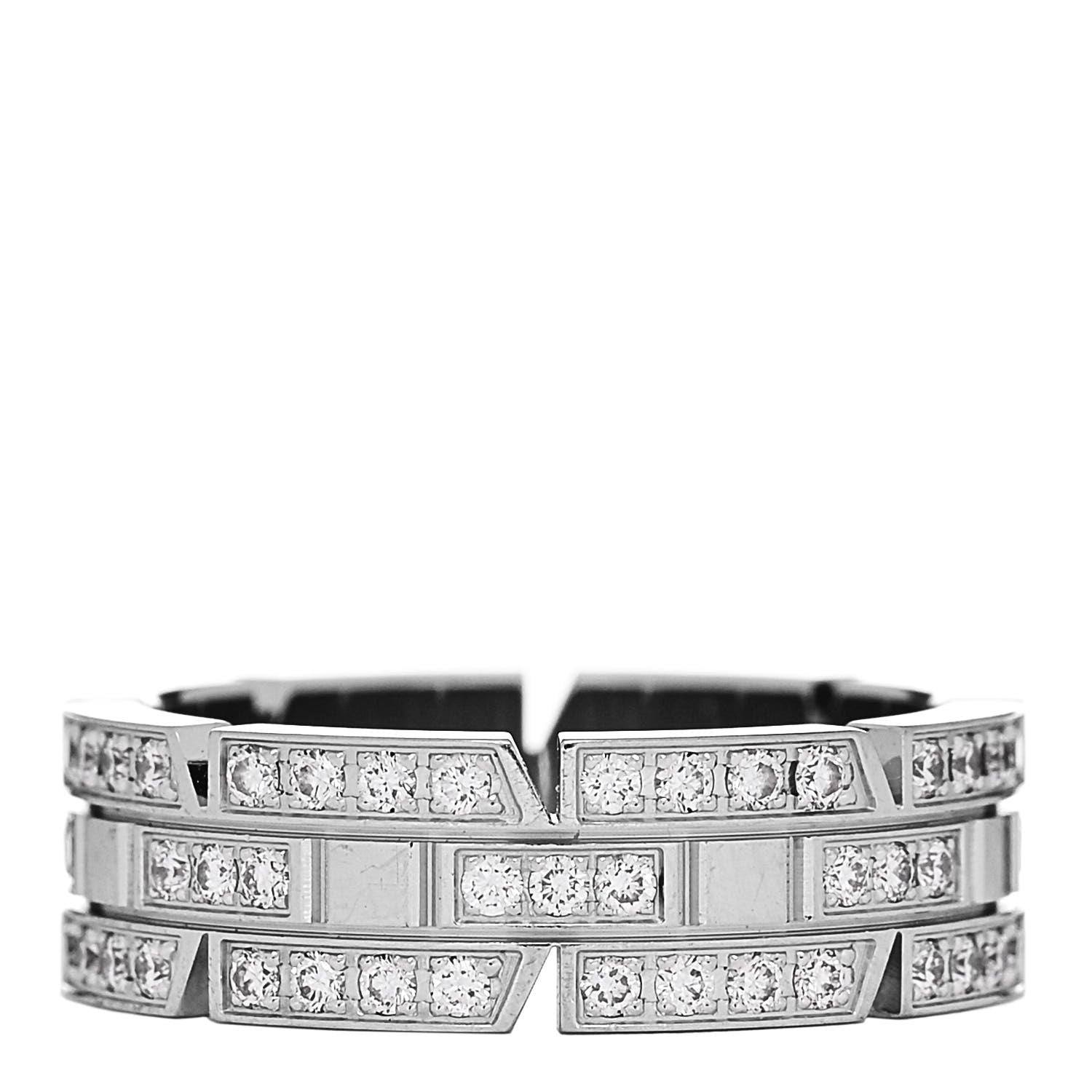 Cartier 18K White Gold Diamond 6mm Tank Francaise Ring 52 6 1 of 5