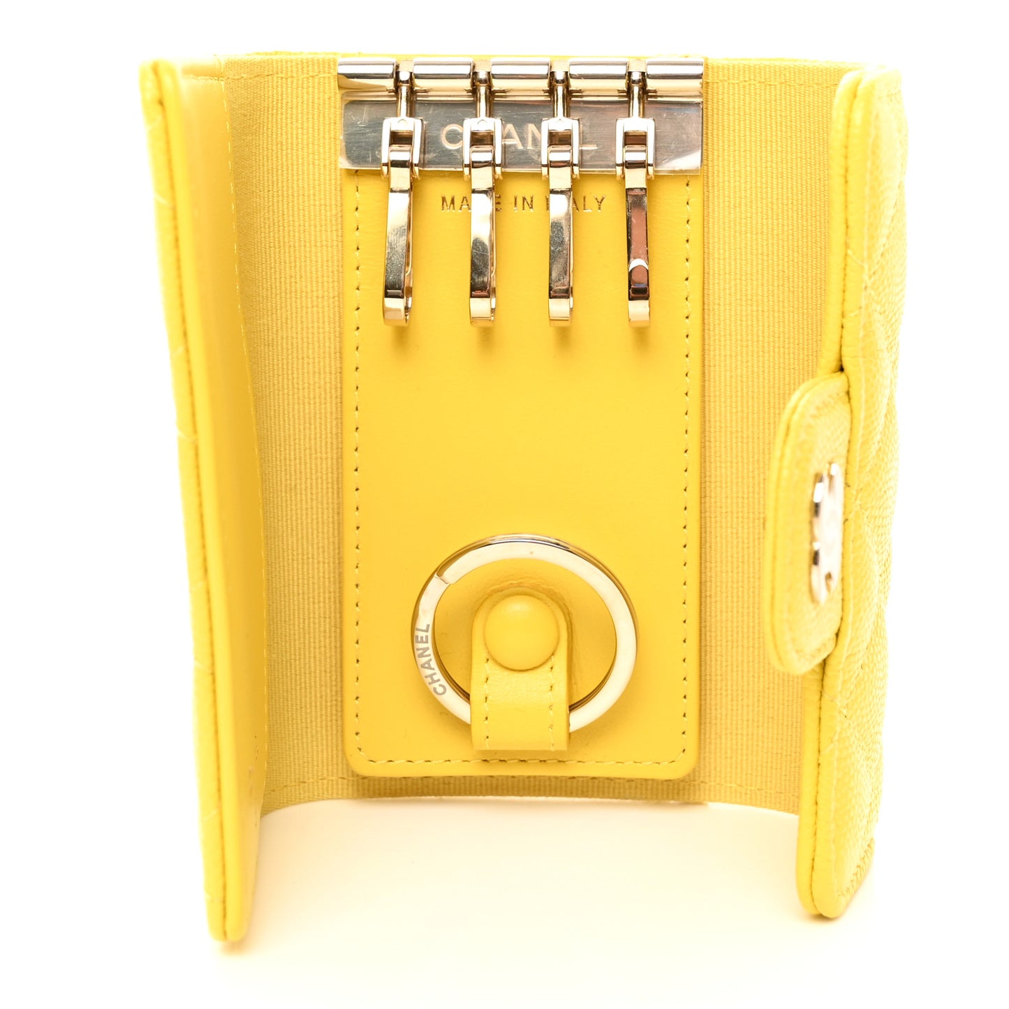 Caviar Quilted Classic 4 Key Holder Wallet Yellow
