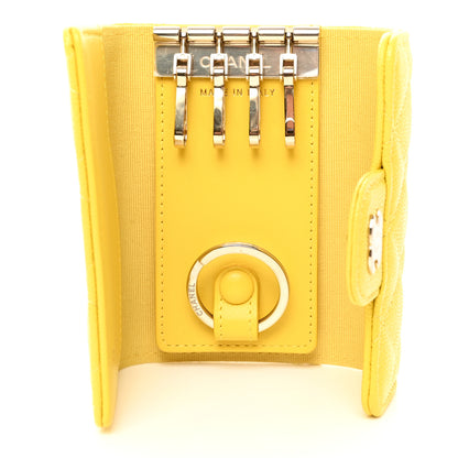 Chanel Caviar Quilted Classic 4 Key Holder Wallet Yellow 5 of 9
